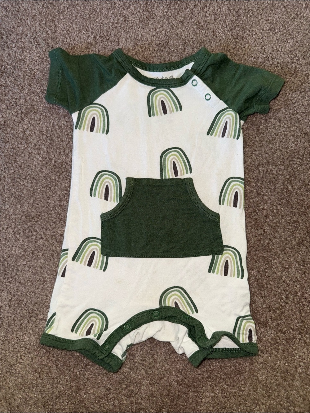 Kyte BABY Green & White Rainbow Pocket Romper